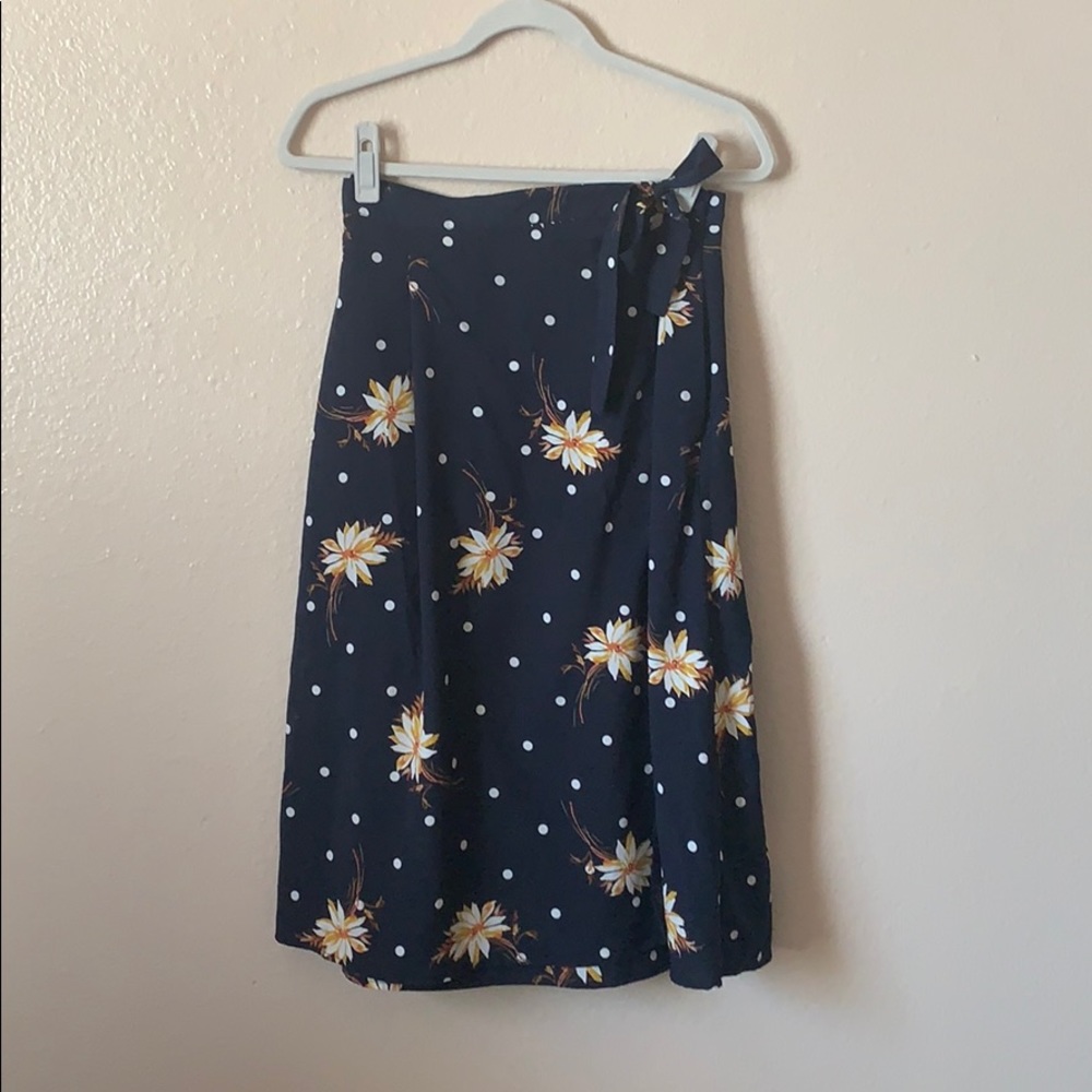 Floral Wrap Midi Skirt with Pockets